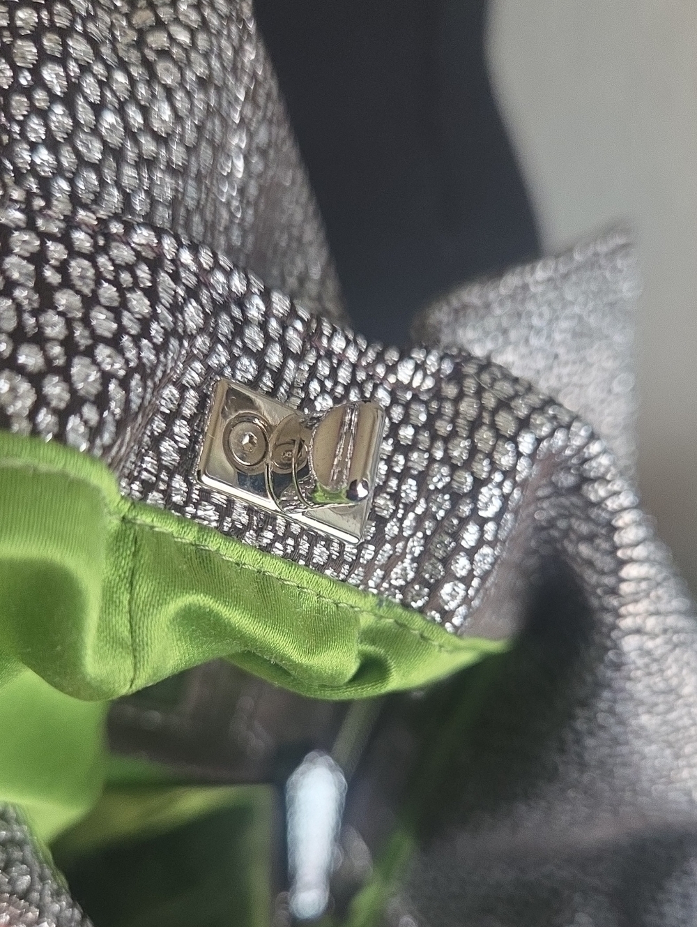 Authentic Vintage Fendi Metallic Crystal Baguette Clutch + Fendi Mirror Bundle - Picture 3 of 16